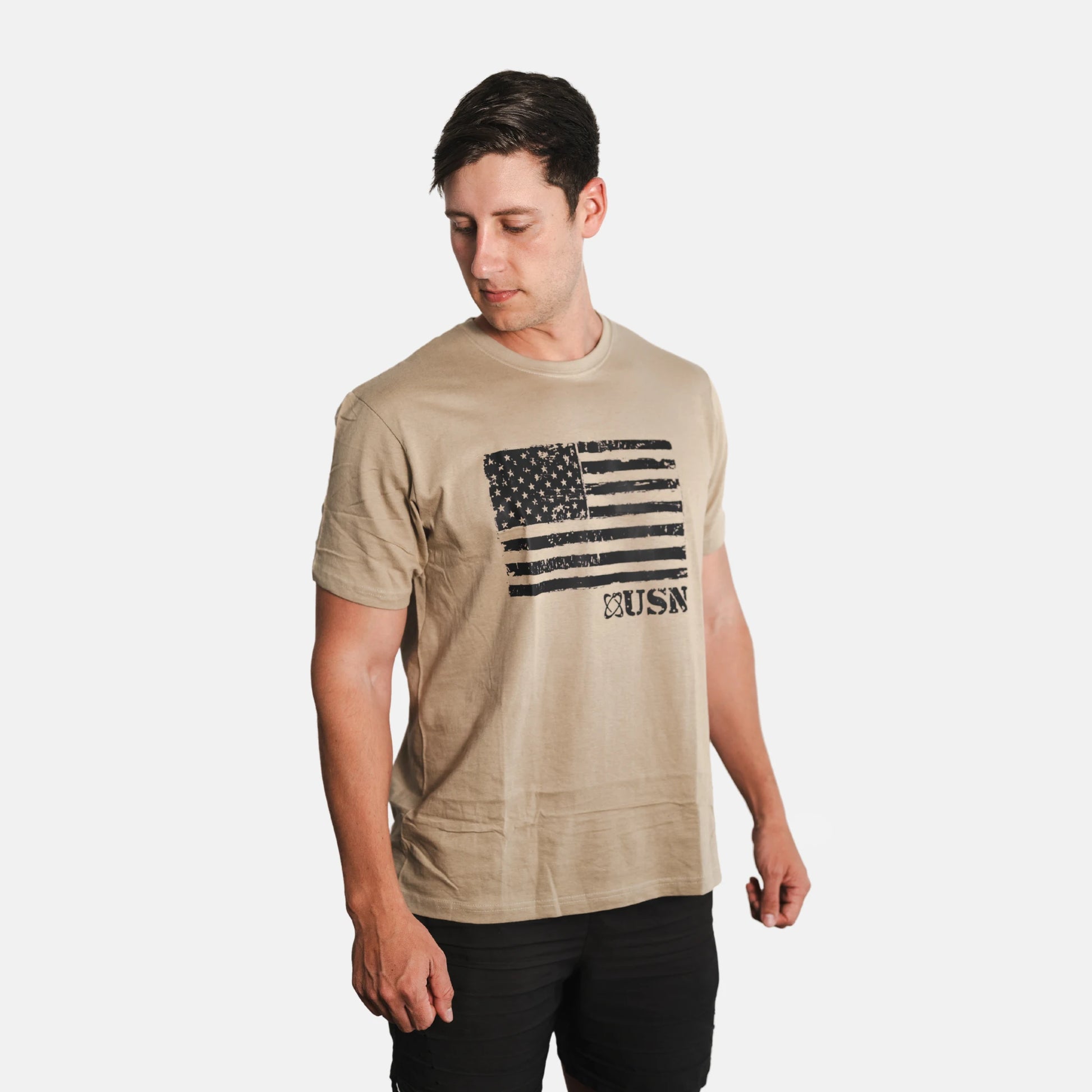 usn-miltary-shirt-american-flag-khaki-model-front
